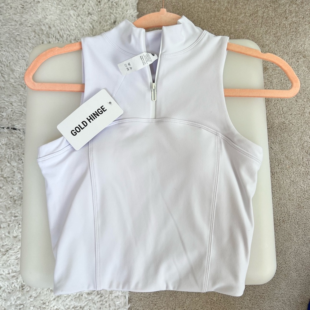 Gold hinge- white day to night quarter zip top